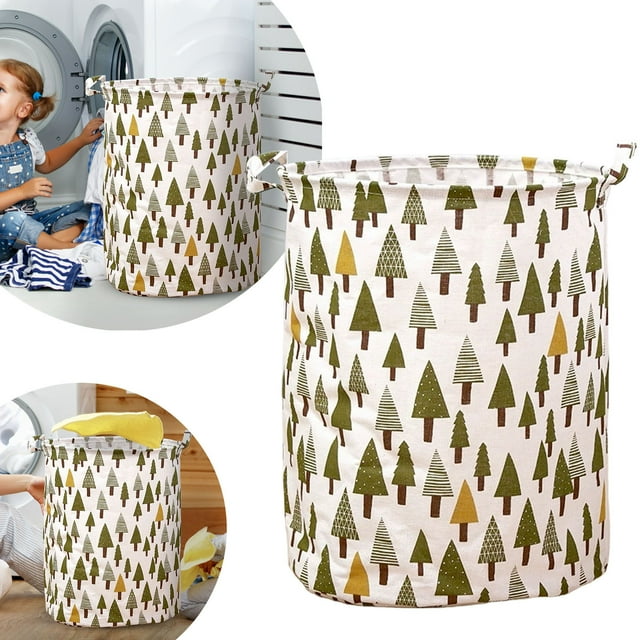 Patterned Linen Laundry Hamper Large Open Top Stylish Breathable Fabric for Bedroom Bathroom Durable Easy Design