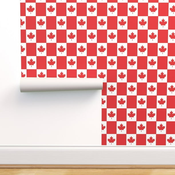 Removable Wallpaper 3ft x 2ft - Canadian Flag Canada Red White Maple Leaf Christmas Winter Geometric Custom Pre-pasted Wallpaper by Spoonflower - Removable Wallpaper 3ft x 2ft - Canadian Flag Canada Red White Maple Leaf Christmas Winter Geometric Custom Pre-pasted Wallpaper by Spoonflower -