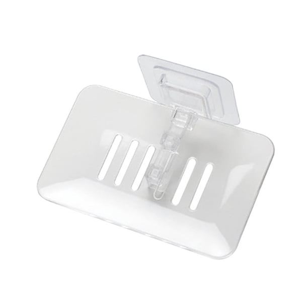 Montado en la pared Jabonera Autodrenante Barra extraíble Jabonera Ventosa Organizador Jabonera Jabonera Estante para bañera Fregadero de cocina blanco Soledad jabonera