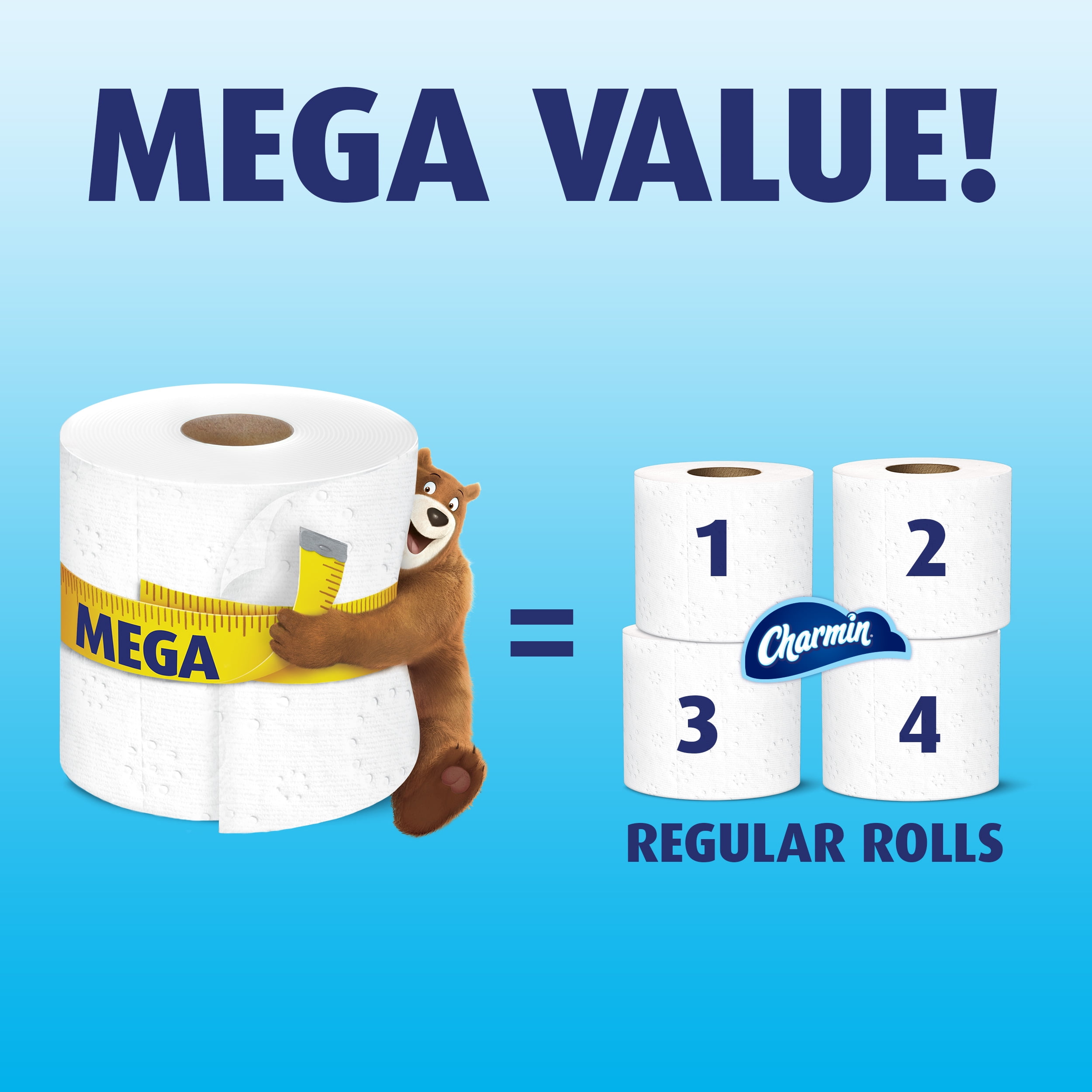 Charmin Essentials Toilet Paper, Strong, 12 Mega Rolls