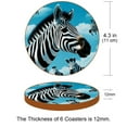 thumbnail image 3 of Zebra 6PCS Round Microfiber Leather Table Coasters, 11x11 cm/4.3x4.3 in Set - Drink Coasters for Home and Kitchen, 3 of 6