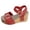 Red, variant on Womens Cork Wedge Platform Sandals Retro Studded Buckle Ankle Strap Casual Chunky Heels Open Toe Non Slip Comfortable Footbed with Arch Support Pumps Dress Shoes Brown Size 9