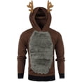 thumbnail image 4 of Mens Fleece Christmas Antlers Hooded Color Block Sweatshirt, 4 of 7