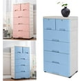 thumbnail image 5 of FETCOI 5 Layers Storage Cabinets 6 Drawer Plastic Cabinet Dresser Closet Clothes Storage (Blue), 5 of 7