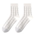 thumbnail image 2 of FAZVAOO Womens Socks Cotton Crew Long Comfortable Fashion Solid Ribbed Socks White, 2 of 3
