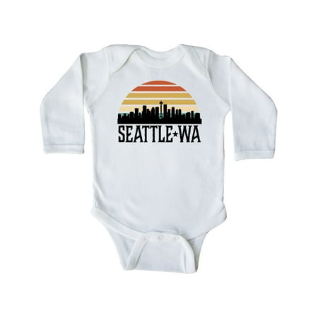 

Inktastic Seattle Washington Skyline Sunset Gift Baby Boy or Baby Girl Long Sleeve Bodysuit