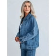 thumbnail image 6 of Womens Oversized Jean Jacket Casual Long Sleeve Button Down Denim Jacket Fall Coat Blue M, 6 of 9