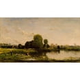 thumbnail image 2 of Charles François Daubigny 14x10 Black Ornate Wood Framed Double Matted Museum Art Print Titled: Riverbank with Fowl (1868), 2 of 5