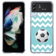 thumbnail image 1 of Shockproof Bumper Phone Case for Samsung Galaxy Z Flip 4 5G, by OneToughShield ® - Chevron/Soccer, 1 of 3