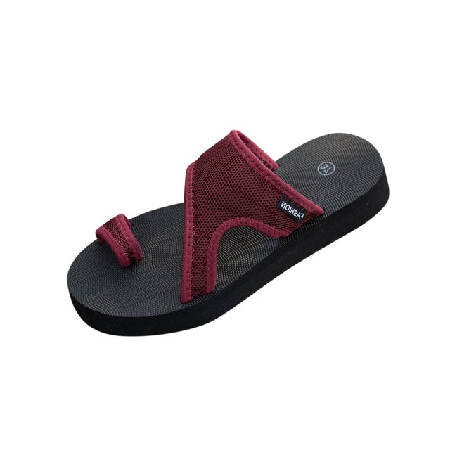 SEAOPEN Cute Flat Slides for Womens Rhinestone Dressy Flat Sandals Summer Square Open Toe Sandals Flats Ankle Strap Comfortable Slip On Slide Sandals Fashion Shoes Size 5.5 Wine