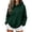 Dark Green, variant on Women Leopard Print Basic Fleece Letter Loose Hoodie Sweatshirt Long Sleeve Kangaroo Pocket Drop Shoulder Pullovers Top