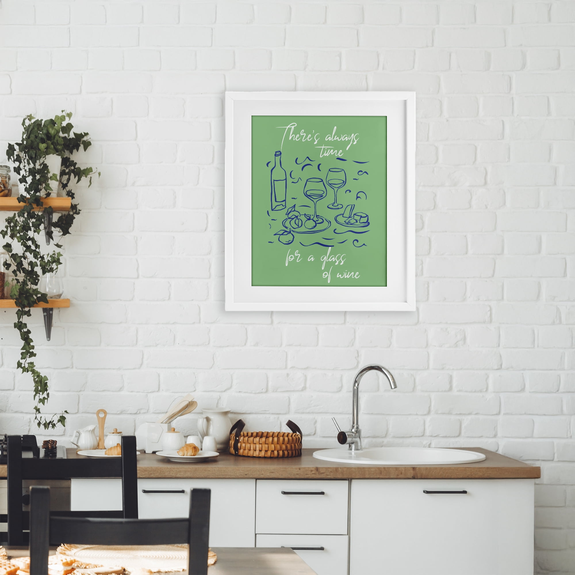 Stupell Industries Always Time For Glass Of Wine White Framed Print Under Glass, design by The Prints Vibe