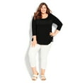 thumbnail image 2 of Avenue Women's Plus Size Heat Stud Plain 3/4 Sleeves Relaxed Top, 2 of 5