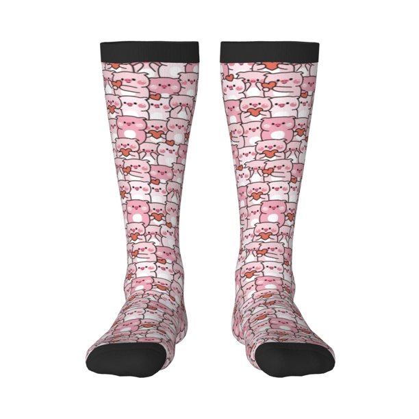 Fotbe Kawaii Pig Calcetas Divertidas Estampadas para Hombre y Mujer, Calcetas de Algodón hasta la Rodilla para Caminar, Correr, Enfermería y Embarazo