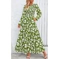 thumbnail image 4 of PRETTYGARDEN Women's Fall Dresses Long Sleeve Flowy Casual Floral Maxi Dress Crew Neck Smocked Tiered Long Dress, 4 of 7
