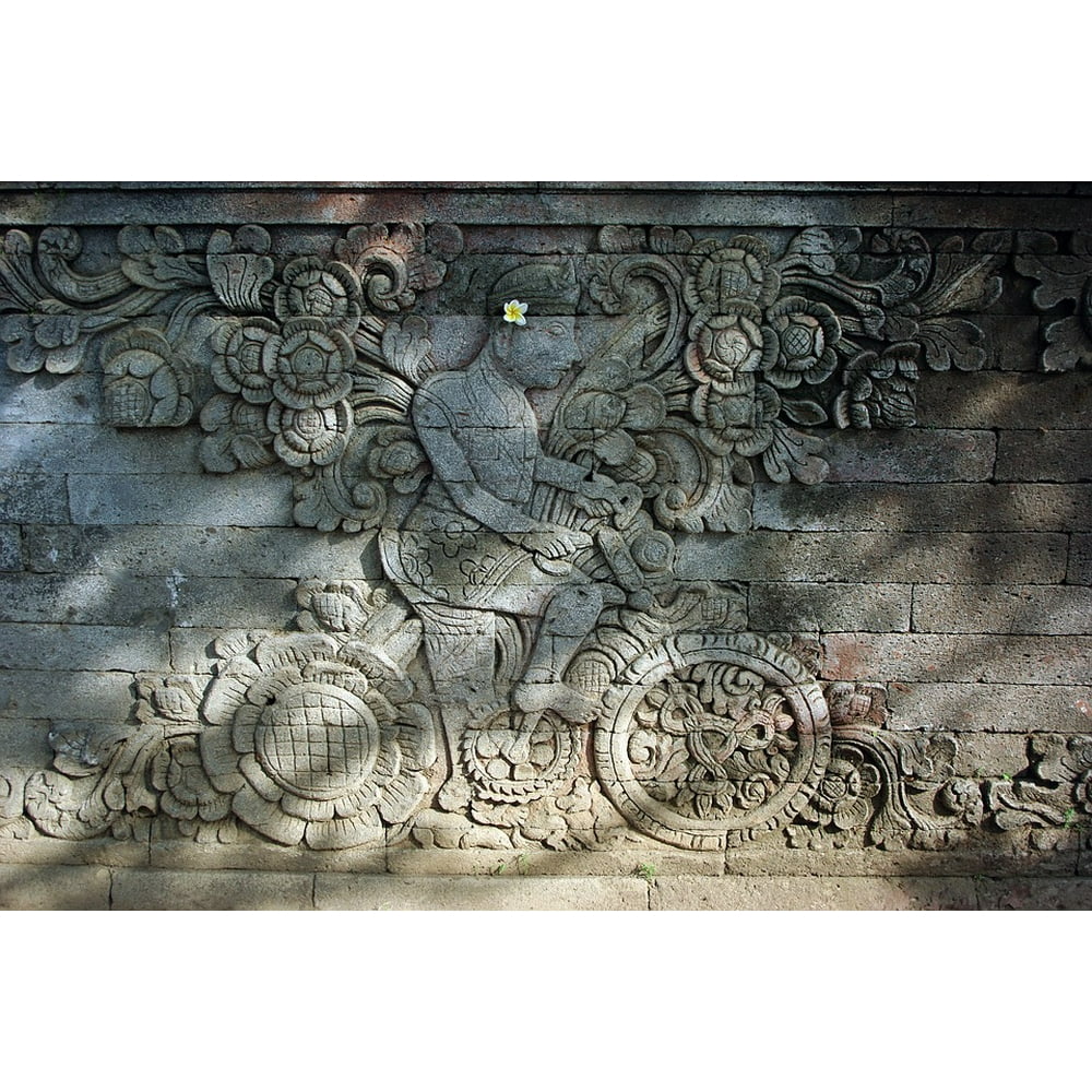 Bas relief Bali Cyclist Indonesia Temple 20 Inch By 30 Bas relief Bali Cyclist Indonesia Temple 20 Inch By 30