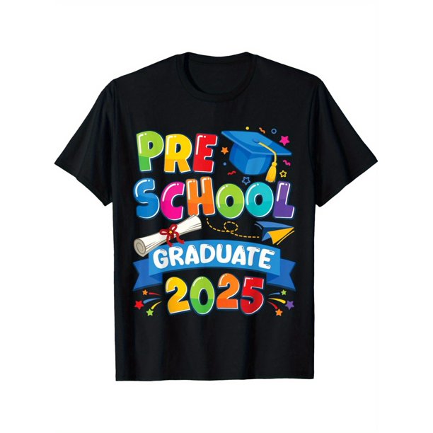 Soft 100% Cotton Round Neck Boys' T-Shirt Preschool Graduation 2025 Pre-k Graduate Kids Boys Girls T-Shirt