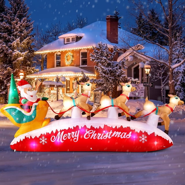Papá Noel hinchable navideño MICOCAH con reno de 3 m