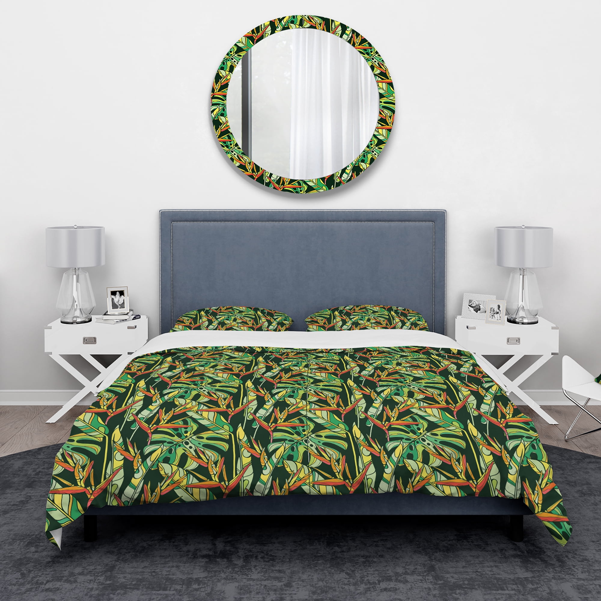 Designart 'Colorful Tropical Pattern with Heliconia Flowers' Tropical Duvet Cover Set