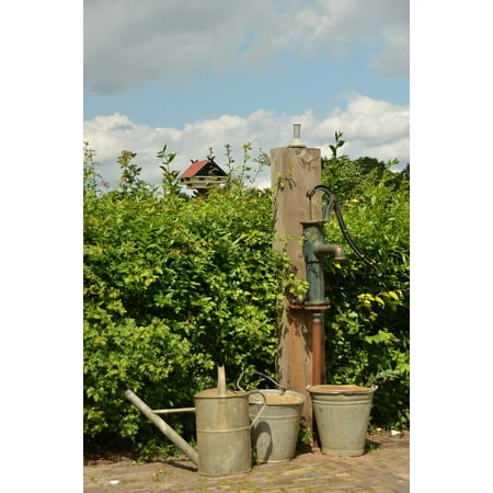 - LAMINATED POSTER Green Water Pump Bucket Antique It Used To Be Air Poster Print 24 x 36