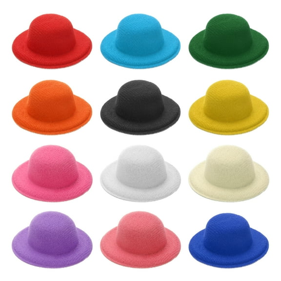 Uxcell 2.3" Mini Formal Hats, 12 Pcs Miniature Doll Hats Mini Top Hat for Crafts Hair Accessories Decorate Doll Snowman, Multicolor