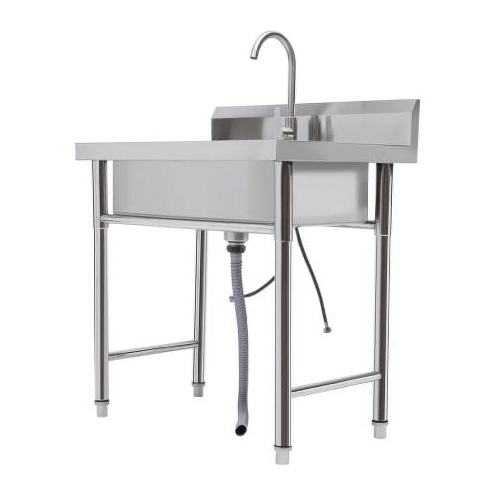 Commercial Utility Prep Sink Stainless Steel 1 Compartment w/Basins Backsplash