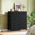 thumbnail image 3 of Commode de Chambre avec 9 Tiroirs, Commode à Dessus en Bois, Commode de Chambre Haute en Tissu avec Tiroirs pour Rangement de Salon, Garde-Robe, Entrée, Noir Brun Rustique, 3 of 4