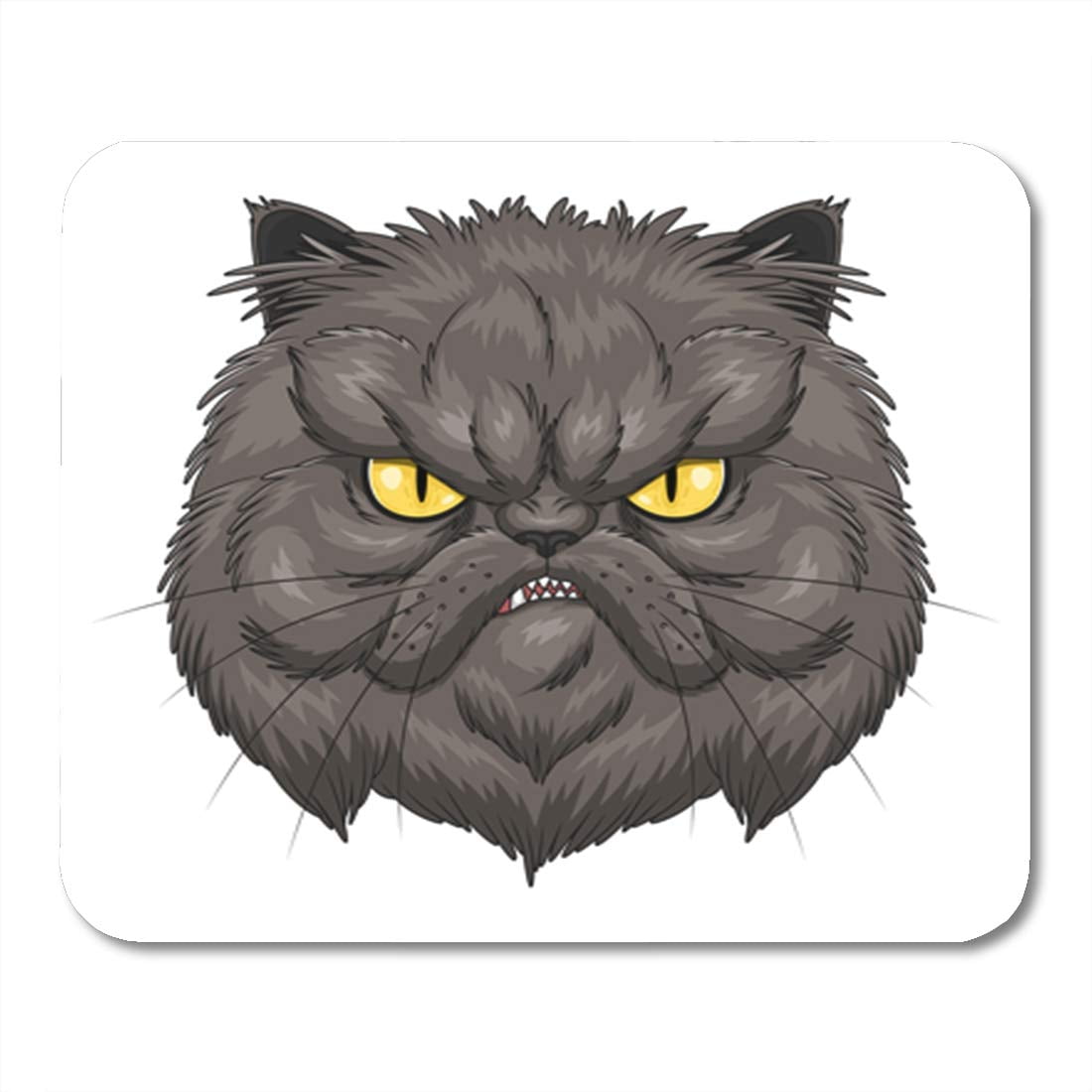 SIDONKU Gray Angry Persian Cat Face Cartoon Domestic Feline Funny Furry  Gloomy Mousepad Mouse Pad Mouse Mat 9x10 inch 