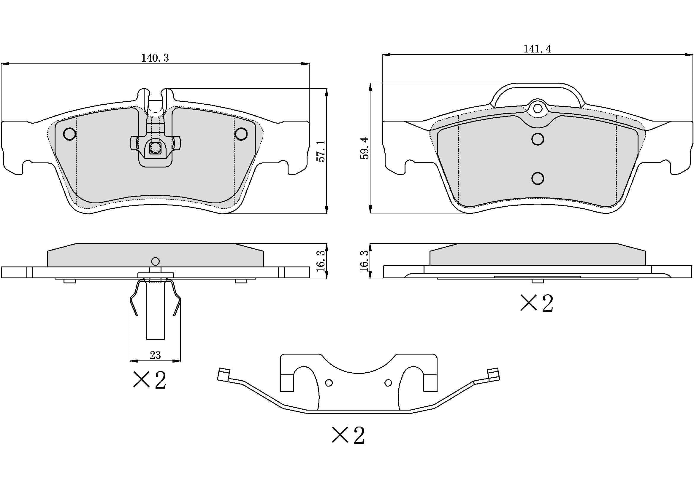 Winstop Brake Pad Set, Rear WS.0986.0.M, Mercedes-Benz E350 2009-2006