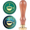 thumbnail image 3 of 1PC Brass Sealing Wax Seal Stamp Removable Wood Handle Coffee Cup pattern 25mm, 3 of 8