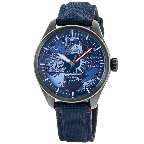 Citizen Eco-Drive Marvel Heroes Blue Dial Fabric Strap Men's Watch AW2037-04W