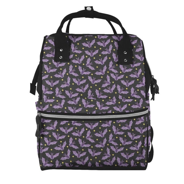 Easygdp Bat Purple para Bolsa de Bebé de Gran Capacidad con Múltiples Bolsillos, Bolsa de Pañales para Padres, Bolsa de Viaje Organizada y Elegante