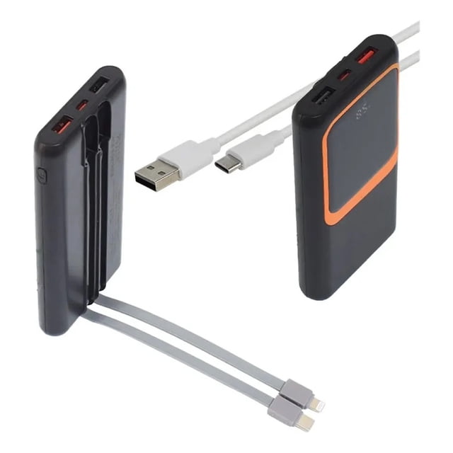 Power Bank 10000 Mah 2 En 1 De 22.5 W Con Cables Tipo C & Lightning