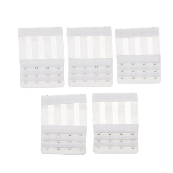 5x Women' Strap Extender Back 4 Hook Band Stretchy Bra Strap Extension - White, as described