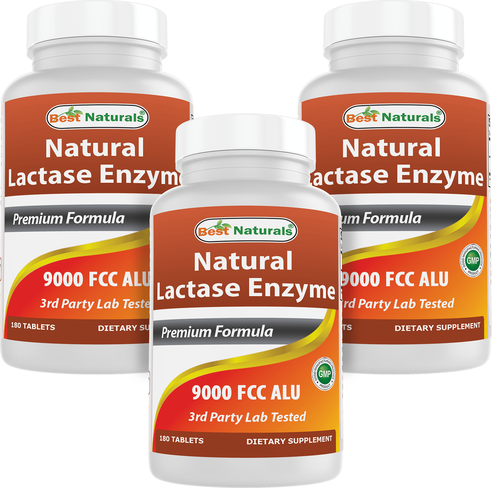3 Pack Best Naturals Lactose Intolerance Relief Tablets with Natural