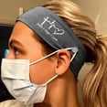 thumbnail image 1 of Bargain Qaailabf Elastic Letter Headband with Button Yoga Workout Running Turban Hair Accessories, 1 of 3