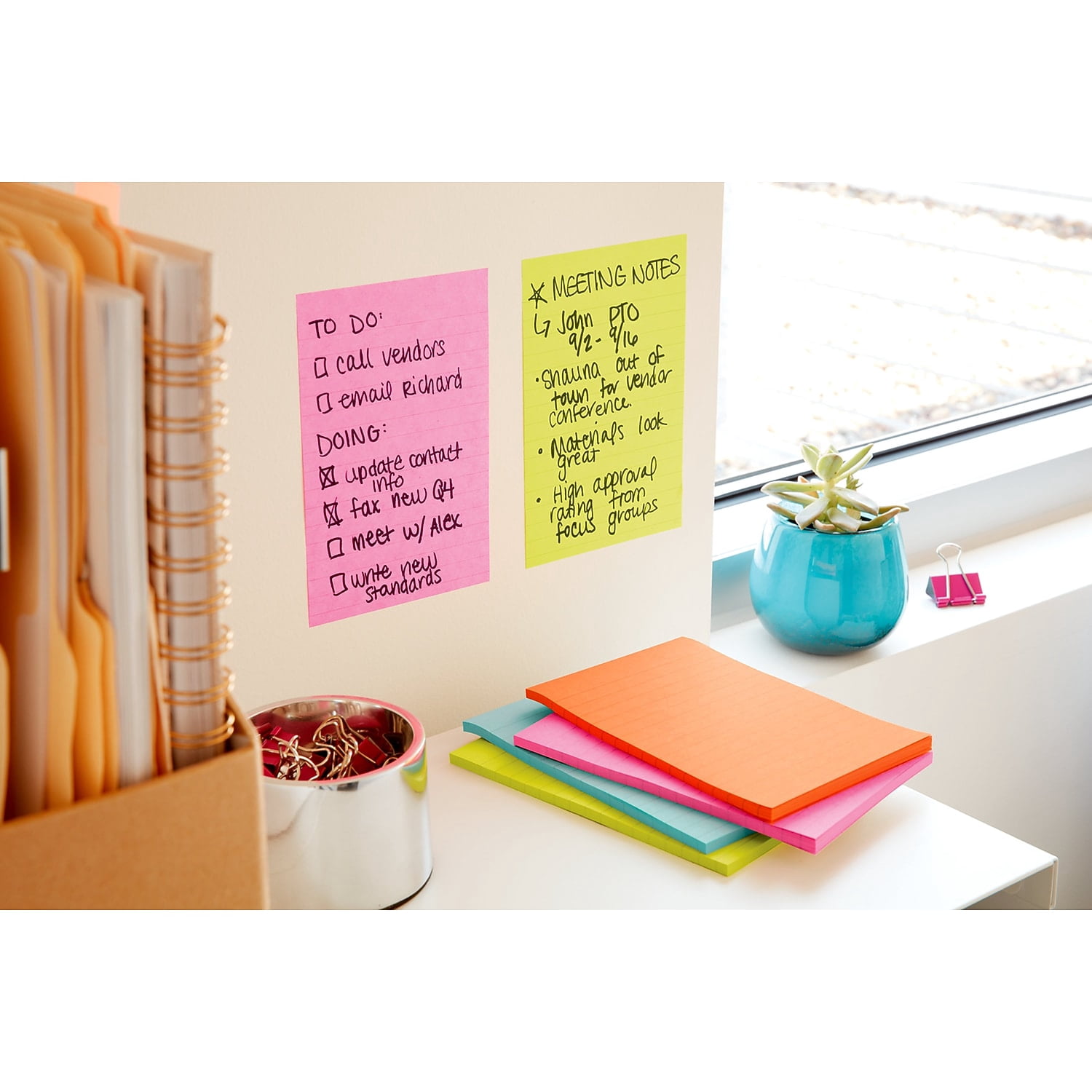 Post-it®, MMM66024SSAUCP, Super Sticky Notes - Energy Boost Color Collection, 24 / Pack, Vital Orange,Tropical Pink,Blue Paradise,Limeade