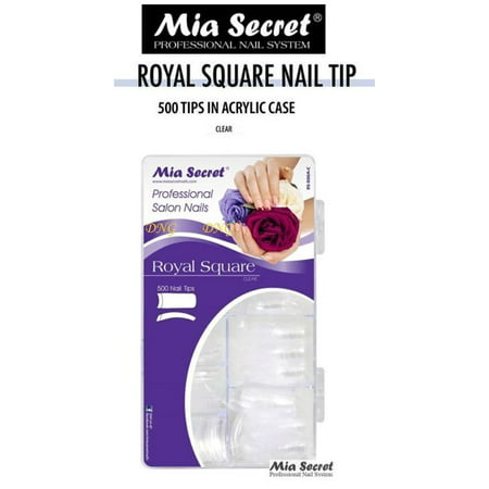 Mia Secret - Nail Tip Royal Square 500PC - Clear+ Free Temporary Body (Best Tip Size For Clear Coat)
