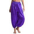 thumbnail image 2 of Doomiva Women's Belly Dance Harem Pants Shiny Sequin Tassel Trouser Arabic Halloween Loose Pants Bloomers Purple XXL, 2 of 7