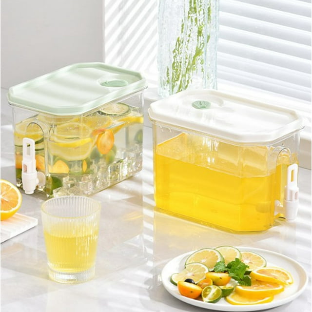sdhkgrrt 2 Pcs Calendrier Réfrigérateur Magnétique, Distributeur de Boissons Réfrigérateur Étanche, Récipient de Stockage de Boissons Froides Transparent, Pichet de Thé Glacé Viral, Distributeur de Jus Grande Capacité