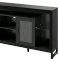 thumbnail image 6 of ModFusion 70" TV Cabinet with Storage, RGB LED Lights, Power Strip, Tempered Glass Shelves, Water Ash Black Wood & Iron Frame – Fits TVs up to 75", 6 of 7