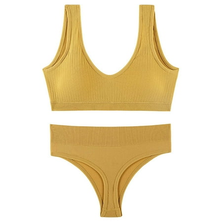 

Raeneomay Discount Clearance Women Vest Underwear Set Steel Ringless Bra Thin Beautiful Back Low-waist Panties