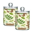 thumbnail image 2 of 4 Pack Cartoon Bear and Leaves Qtip Holder Dispenser Clear Plastic Storage Apothecary Jars for Cotton Swabs Balls Pads Floss, 2 of 7