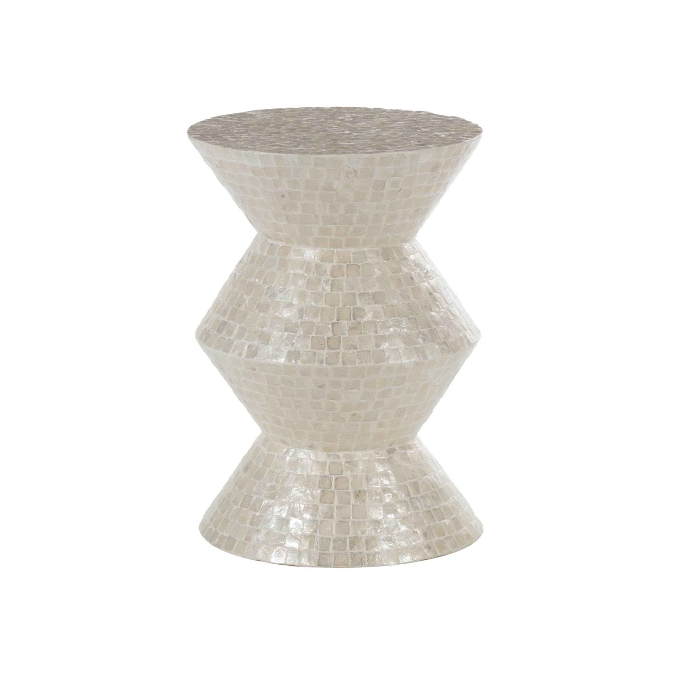DecMode 16" x 22" Cream Capiz Shell Mosaic Inlay Accent Table, 1-Piece