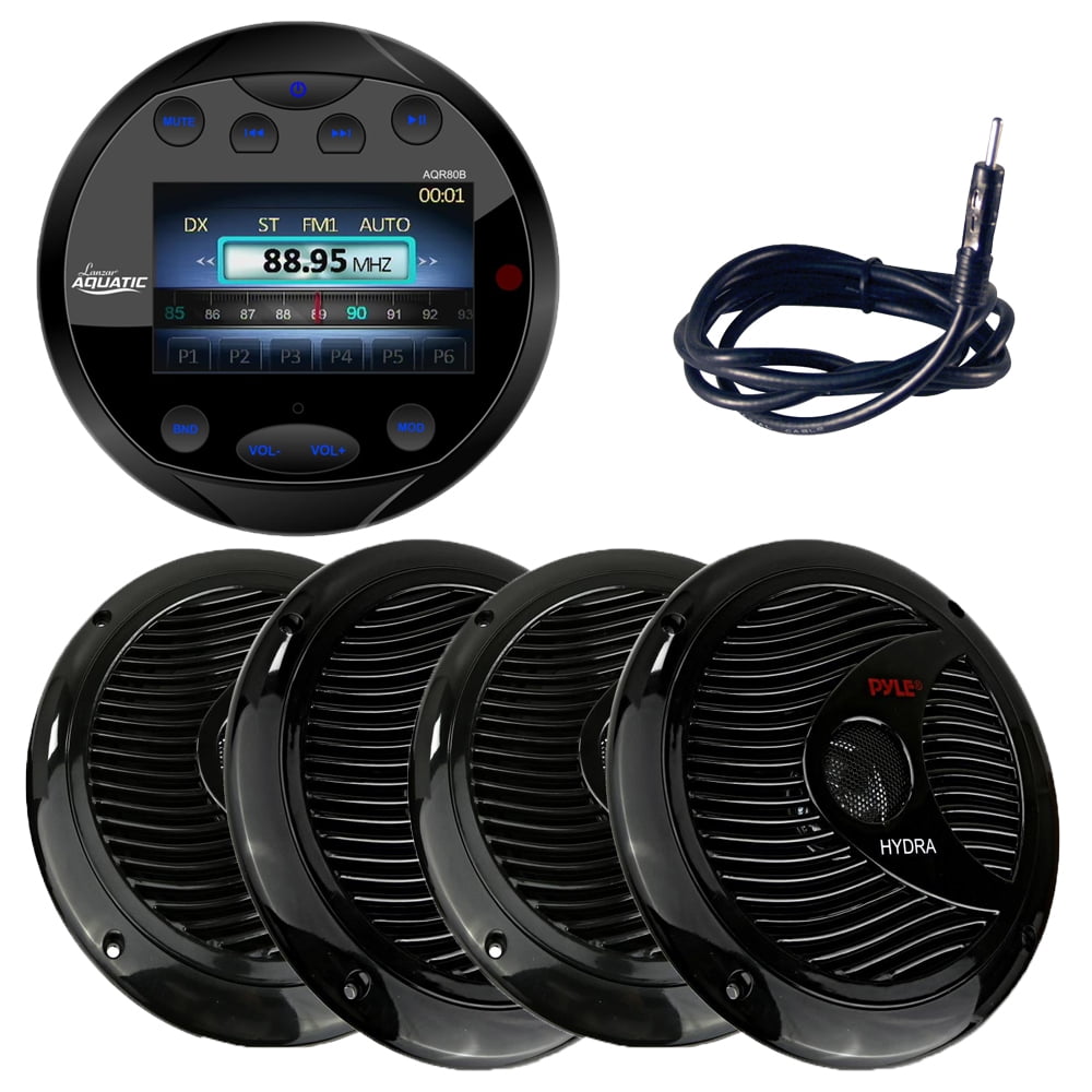 Lanzar Gauge Style Bluetooth AM FM Marine Radio, 6.5Inch Marine