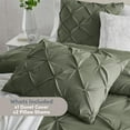 thumbnail image 2 of Olive Green Duvet Cover Queen Size - Soft Double Brushed Duvet Set with Button Closure & Corner Ties, 3 Piece Luxurious Pinch Pleated Duvet Cover Set 90x90 Inches with 2 Pillow Shams, 2 of 9