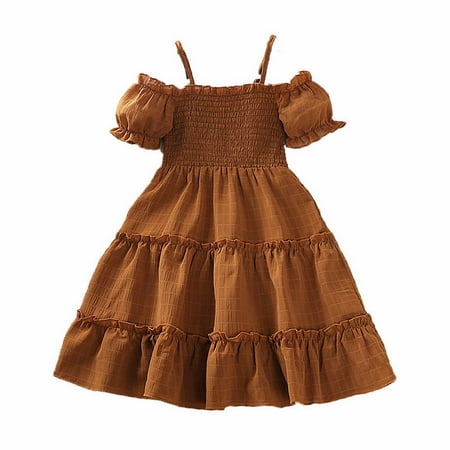 

Girls Toddler Dresses Summer Foreign Style Sling Short Sleeved Princess Dress For Is Suitable For Children Aged 4 To 7 For 3-4 Years