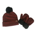 thumbnail image 1 of Bonnet à Rayures d'Hiver pour Enfants Bonnet à Pompons Mitaines Gants Ensemble Chaud, 1 of 10