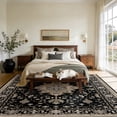 thumbnail image 2 of KoshiMe Washable Area Rug 5'x7', Non-Slip Soft Vintage Distress Floral Rugs for Living Room, Stain Resistant Low Pile Medallion Carpet for Dining Room Office, Black, 2 of 9