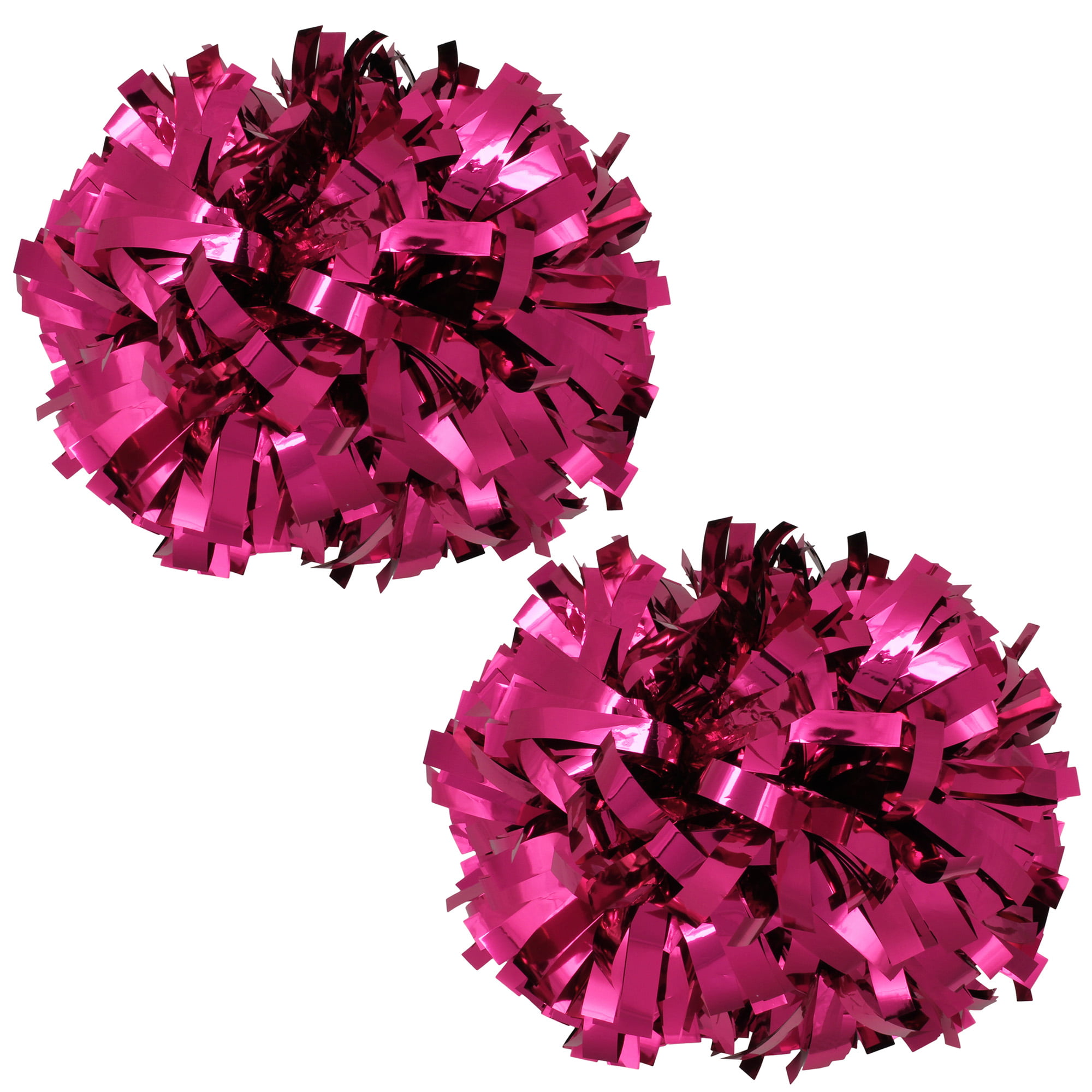 Metallic Cheer Pom Poms Cheerleading Cheerleader Gear 2 pieces one pair  poms(Shocking Hot Pink)
